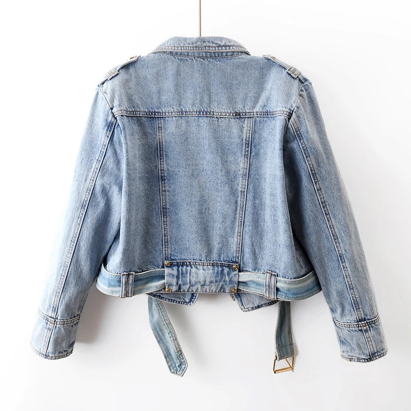 Chic High Waist Denim Jacket