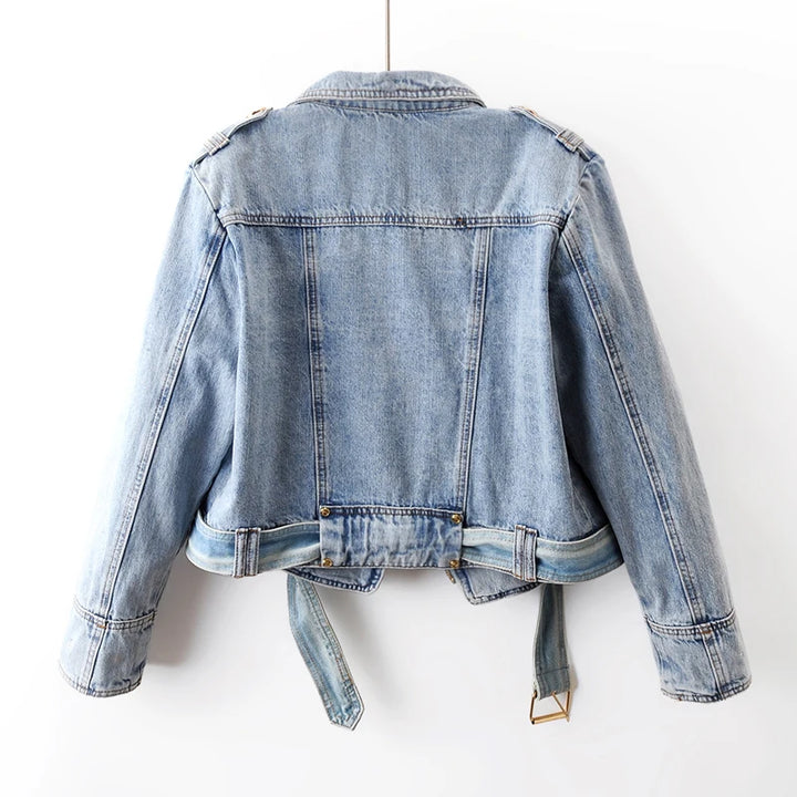 Chic High Waist Denim Jacket
